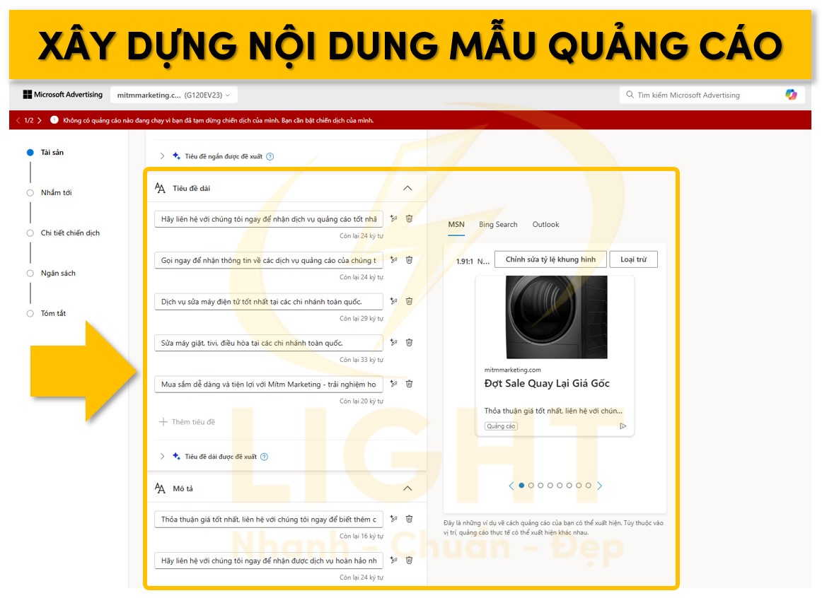 Xay dựng và tối ưu nội dung mẫu quảng cáo trên Bing Ads