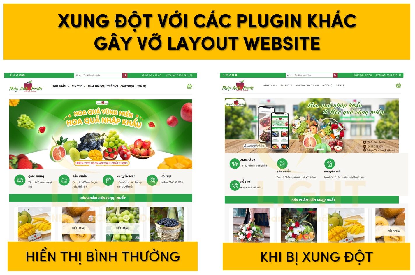 Xung đột với các plugin khác gây vỡ layout website