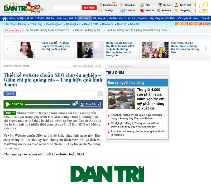 Thiết kế web tại dantri.com.vn