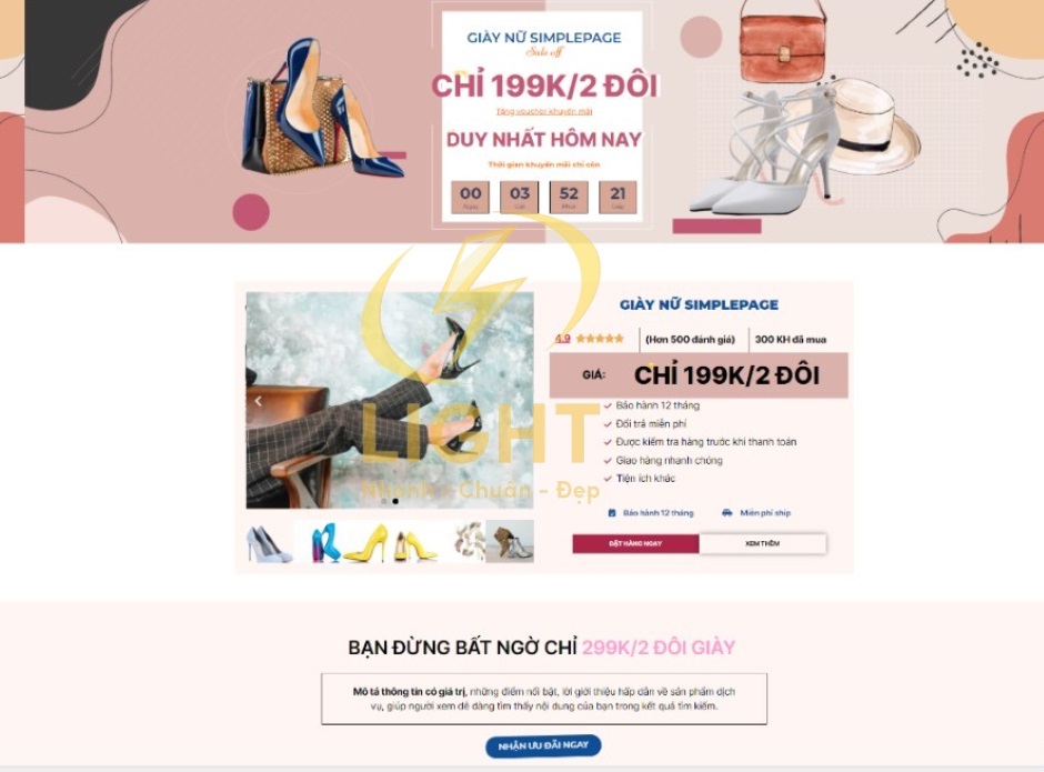 Thiết kế Landing Page bán giày cao gót dùng nhiều màu sắc làm phản tác dụng quảng bá