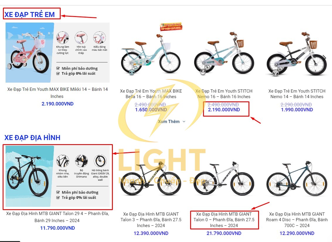 thiết kế website bán xe đạp