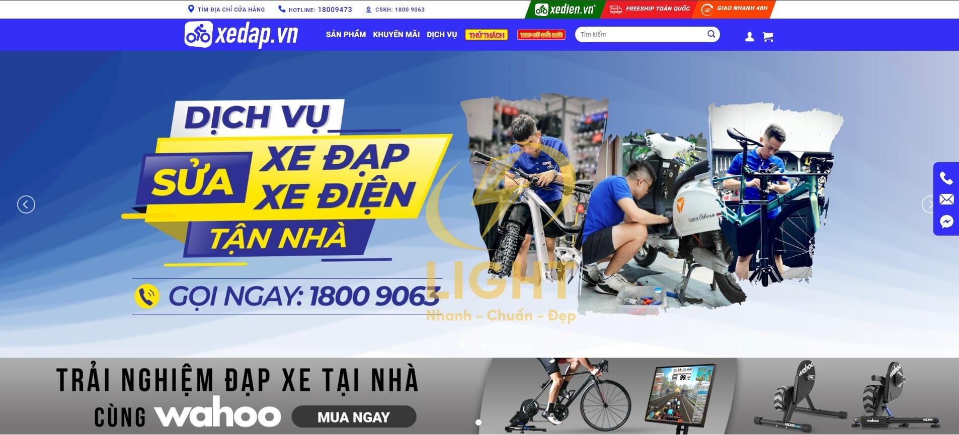 Giao diện website bán xe đạp của Xedap.vn