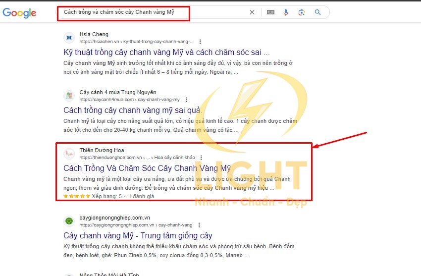 Hiển thị trên top 3 của Google khi tìm kiếm của Thienduonghoa