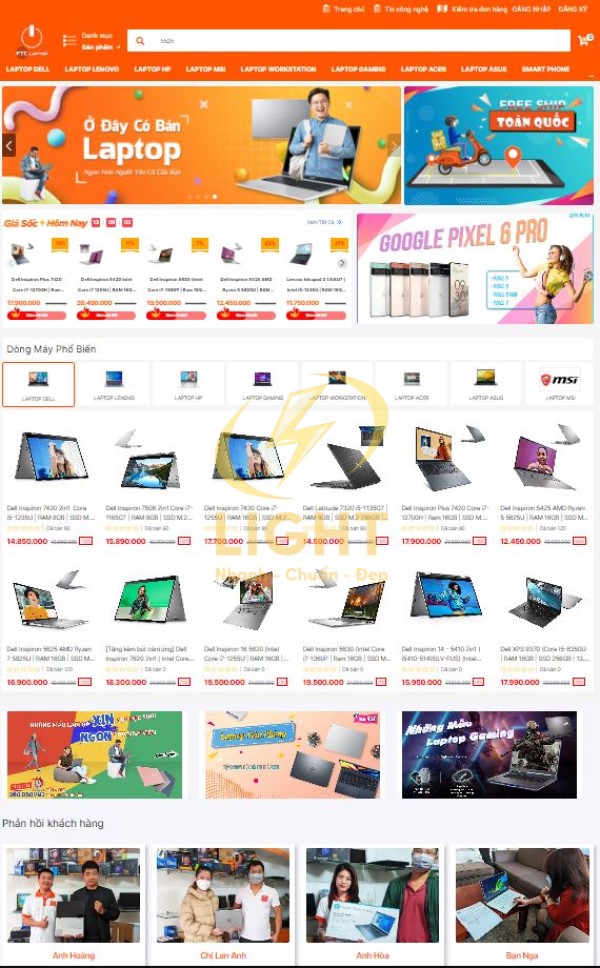 thiết kế website bán thiết bị công nghệ