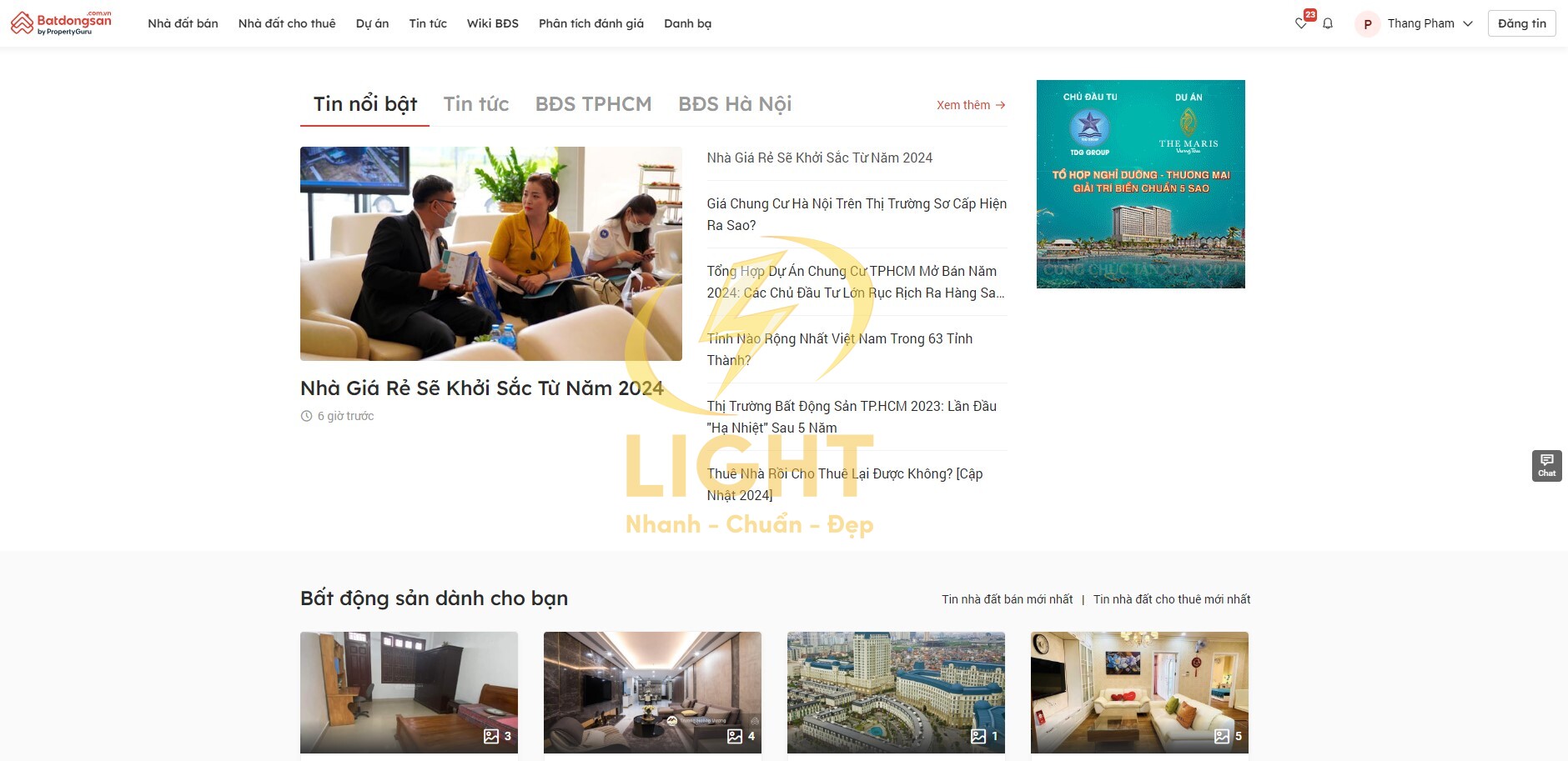 Thiết kế website rao vặt dịch vụ bất động sản của Batdongsan