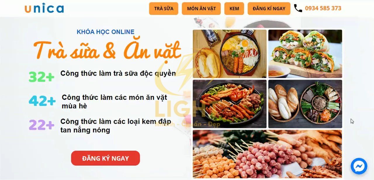 Trang landing page cho sản phẩm thực phẩm