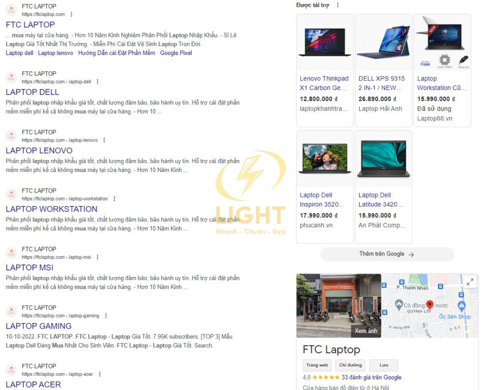 Trang web thiết kế chuẩn SEO bán thiết bị công nghệ của FTC Laptop